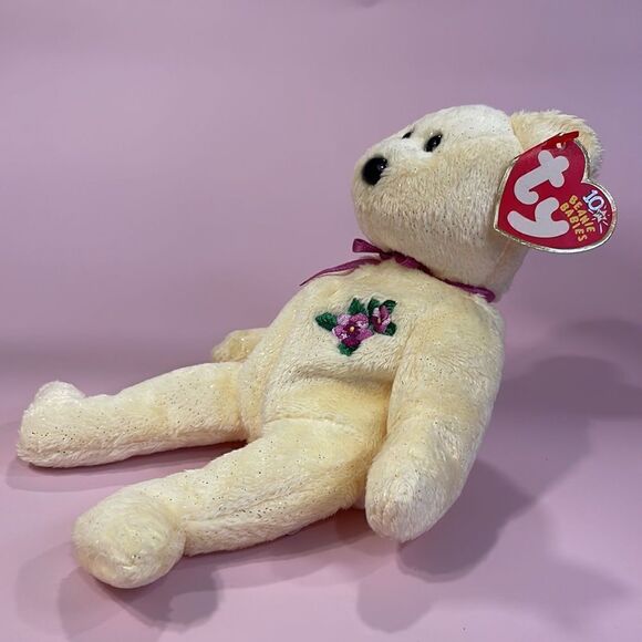 2002 10 years of Beanie Babies TY Beanie Baby Mother Yellow w Sparkles Plush Toy - Picture 5 of 10